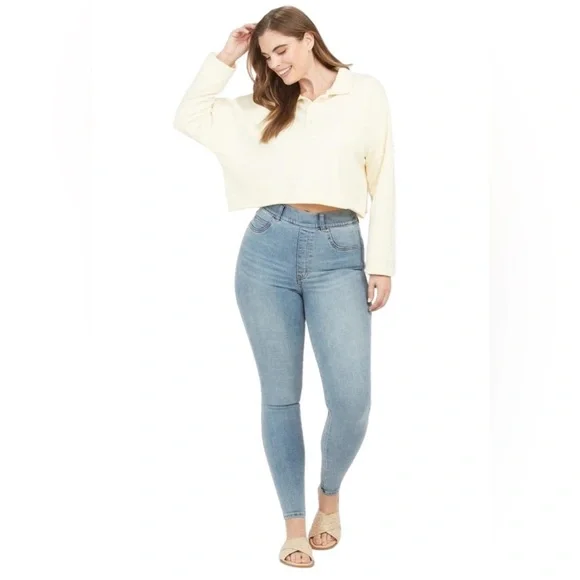 Spanx Ankle Skinny Pull On Jeans In Light Vintage Wash - Size Small Petite - New - Picture 1 of 12